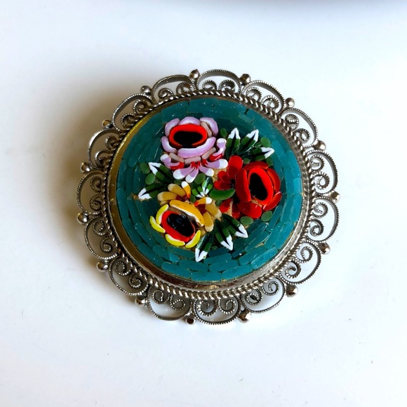 Vintage Jewelry - Italian mosaic pin